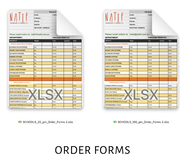ORDER FORMS – Natif Foods